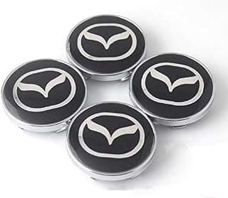 4Pcs Mazda Wheel Center Caps Alloy Emblem Badge Center Hub Cap Set 60mm (Black)