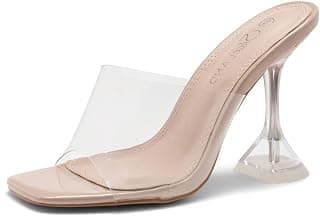 SL-NAOMI Women's Open Toe Open Back Stiletto Heel Dress Shoes Perspex Vamp With Bow Sandals