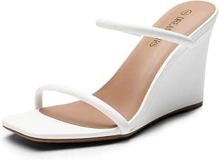 Women's Slides Wedge Sandals Two Strap Square Open Toe Dress Shoes