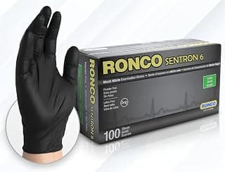 Black Nitrile Gloves, 6 Mil Thick By Nixxie Trades Sense, Disposable Gloves, LARGE (100 GLOVES, Black)