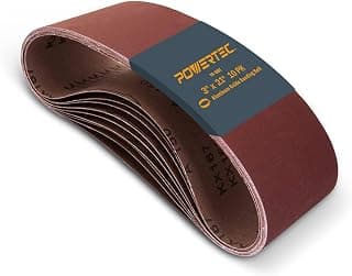 POWERTEC 110470 3 x 21" Sanding Belts | 60 Grit Aluminum Oxide Sanding Belt | Premium Sandpaper for Portable Belt Sander – 10 Pack