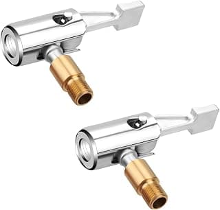 2pcs Tire Air Chuck with Clip Adapter, Air Chuck Tire Inflator Tire Inflator Locking Air Chuck Brass Locking Tire Inflator Nozzle Adapter for Portable Tire Pump & Air Compressor