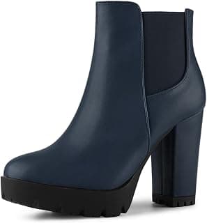Women's Round Toe Zipper Block Heel Platform Ankle Boots