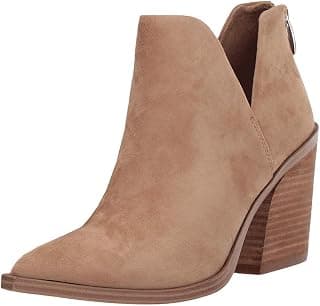 Womens Ankle Booties Slip on Ruffles Cutout Point Toe Chunky Low Heel Boots