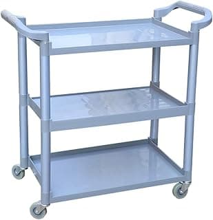 Movable Hand Trucks Storage,Kitchen Movable Trolleys, Hotel Cart with Handlemulti Purpose Plastic Cleaning Service Rolling Trolley,50Kg Capacity