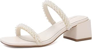 Strappy Heels For Women Low Chunky Block Heel Heeled Sandals Square Open Toe Slip On Slides Mules