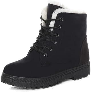Women's Cotton Warm Fur Snow Winter Lace Up Flat Cute Plus Size Comfortable Ankle Platform Boots
