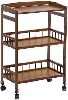 Movable Hand Trucks Storage Cart,Kitchen 3 Tier Beauty Salon Cart for Spa,Hotel Catecart with Universal Brake Wheel,Bamboo