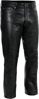 Milwaukee Leather LKM5790 Men's Black Classic 5 Pocket Casual Motorcycle Leather Pants - 32