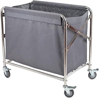 Movable Hand Trucks Storage,Kitchen Movable Trolleys, Folding Linen Car with,201 Stainless Steel Hotel Property Service Car,Oxcloth Room Hygiene Cleaning Car