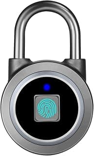 Fingerprint Padlock, Bluetooth Lock, Mobile APP, MEGAFEIS Smart Padlock with Keyless Biometric, Suitable for Gym, Sports, Bike, School, Fence and Storage(Grey)