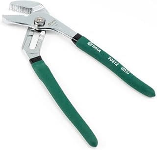 SATA 10-Inch Tongue-and-Groove Pliers, Straight Jaw Design, with Chrome Vanadium Steel Construction and Green Dipped Handles - ST70412ST