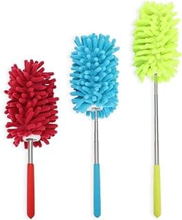 PrettyDate Microfiber Extendable Hand Dusters Washable Dusting Brush with Telescoping Pole for Cleaning Car, Computer, Air Conditioning, TV and Else Pack of 3