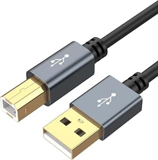 CableCreation Long USB Printer Cable 15 Feet, USB Cable for Printer to Computer, USB A Male to B Male Printer Cord for HP, Brother, Epson, Canon, Piano, Dac, Aluminum Case, Black 4.5m