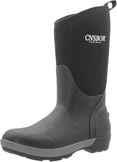 Woman Rain Boots, Waterproof Rubber Boots, Anti-slip Outdoor Muck Boots for Garden Fishing Farm Camping, Mid Calf, Black, Red, Flower, Size 6 to Size 11