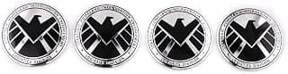 XDG 4PCS Wheel Hub Caps Centre Cover 56mm (2.2 Inches) Emblem Badge Stickers Circular arc Form 3D Stereo Anti-Rust Dustproof for Avengers Classic Agent of S.H.I.E.L.D Emblem Aluminum Alloy (Silver)