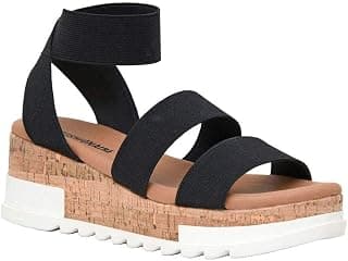 Women's Naomi Cork Wedge Sandal +Wide Widths Available, Black, 8.5