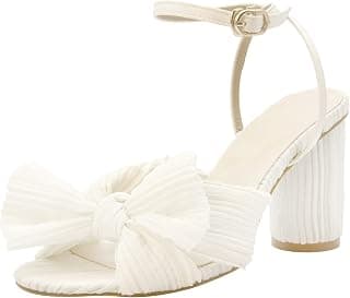 Women's Bow Knot Heeled Sandals Ankle Buckle Strap Chunky Heeled Open-toe Comfortable Wedding Party Fashion Heeled Sandals…