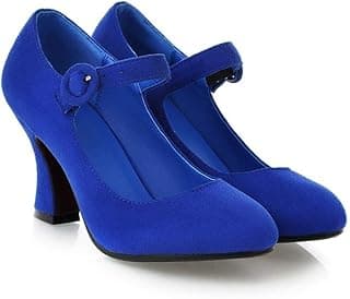 Women's Buckled Mary Jane Shoes Chunky Heel Cushioned Dress Pumps…