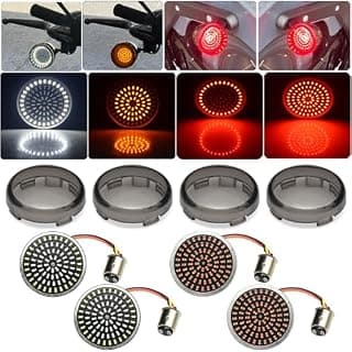 Front Rear 1157 LED Turn Signals 81 LEDs Lights Super Bright Bulbs Lens Covers Kit Compatible for Harley Davidson Touring Dyna Softail Sportster Street Glide Road Glide Iron 883 1986-2023