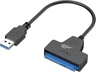 CableCreation USB 3.0 to SATA Adapter, SATA to USB 3.0 Cable, Compatible 2.5" SATA III HDD Hard Disk Driver, 0.5FT, Black