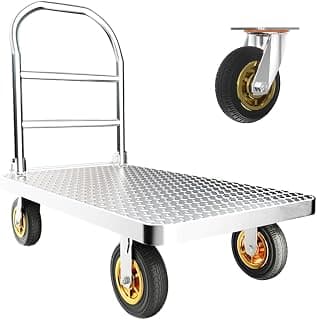 Julymoda Heavy Duty Platform Truck, 2000 LBS Foldable Flatbed Cart,43" L x 26" W x 36" H Push Cart Dolly,Hand Trucks with 6" Nylon Casters,Large Steel Platform Dolly Cart for Groceries, Garage, Warehouse