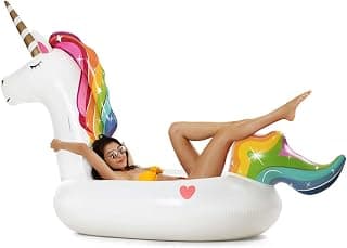 Vickea Giant Inflatable Unicorn Pool Float Outdoor Swimming Pool Floaties Lounge for Summer Party Fun