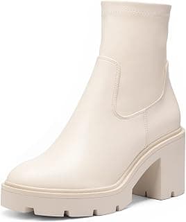 Women's Chelsea Platform Boots Elastic Chunky Heel Lug Sole Ankle Booties Shoes