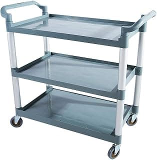 Movable Hand Trucks Beauty Salon Cart Trolley 3 Tier Kitchen Cart with Wheel, Convenient Plastic Hotel Cleaning Serving Trolley for Restaurants, 100Kg Capacity