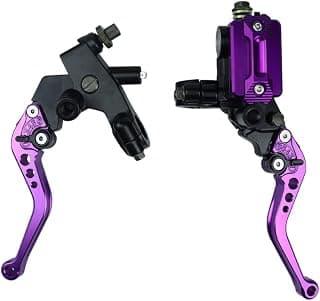 Universal Motorcycle 7/8" 22mm Brake Master Cylinder Reservoir Handlebar Clutch Lever CNC Left & Right Set Compatible with Honda Kawasaki Suzuki Yamaha Purple