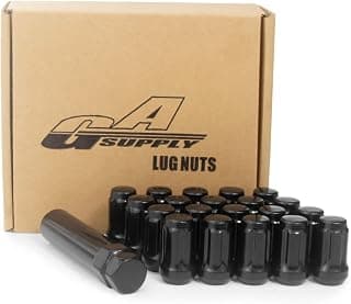 GAsupply 20pcs Black 12x1.5 Lug Nuts, Closed End Acorn Spline Tuner Lug Nuts 1.38" Tall Conical/Cone Seat for Aftermarket Wheels, Pack of 20+1 Socket Key