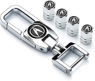Tire Valve Stem Caps and Metal Keychain Combo Compatiable with Acura Valve Stem Cover Compatiable with Acura Integra RSX TSX TL ILX DA DC2 MDX Car Tire Valve Stem Cover Car Accessories