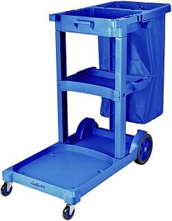 Movable Hand Trucks Cleaning Trolley with Rubbish Bag, Heavy Duty Janitorial Cleaning Trolley on Wheels for Hotel Room, 60Kg Load