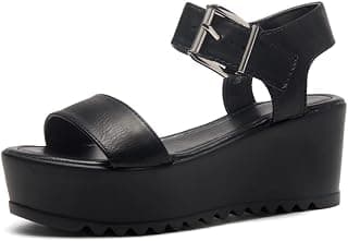 Womens Carita Open Toe Buckle Ankle Strap Platform Wedge Sandals
