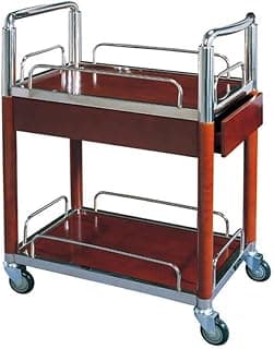 Storage Cart Three-Tier Service Car,4S Shop Tea Cart,Hotel European Styledessert Car,Solid Wood Wine Cart,Roller Trolley
