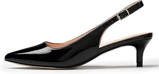 Women's Low Kitten Heel Slingback Ankle Strap Pump Pointed Toe Comfortable Formal Party Wedding Dress Shoes