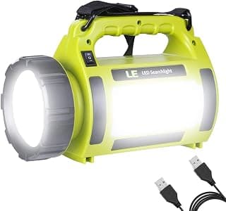 LE LED Camping Lantern, 10W 1000LM Handheld Spotlight and Camping Light with Lanyard, Rechargeable 3600mAh Power Bank with USB Cable for Outdoor Camping Boating