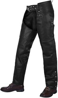 Vintage Black Cowboy Chaps Leather Motorcycle Riding chap for Men Women Overpants Adjustable