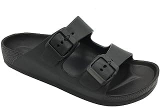 Women's Comfort Slides Double Buckle Adjustable EVA Flat Sandals