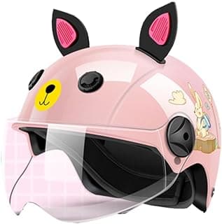 DOT Approved Youth Motorcycle Helmet Cat Ears Kids Motorcycle Half Helmet Motorbike Open Face Helmet Youth Small and Light Street Scooter Helmet Bicycle Moped Cap for 3-15 Years Old