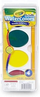 Crayola Jumbo Washable Watercolors & Brush, Paint Set for Kids, 4ct