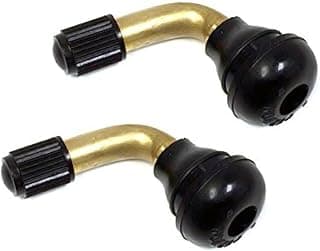 MMG PVR70 Valve Stem Bent 45 Degree Angled - Brass Stem, Snap-in Rubber Base (Pair - 2pcs) - Tubeless Tire Rim - Motorcycle Scooter ATV