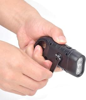 Hand Crank Solar Powered Flashlight, Survival Gear Self Powered Charging Torch & Dynamo, Quick Snap Carbiner Dynamo Flashlight Torch for Outdoor Sports(Black)