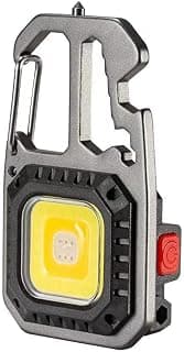 BY-J Cob Mini Flashlight Keychain Light, 500 Lumens Bright Rechargeable, Small Multi-Function Work Light, 7 Modes Portable Pocket Light Battery Display Bottle Opener for Camping Emergency Lighting