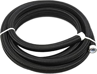 LTI Universal 10ft Nylon Stainless Steel Braided AN10 PTFE E85 Fuel Line Hose Injection (BLACK, 10AN)