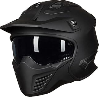ILM Open Face Motorcycle 3/4 Half Helmet for Dirt Bike Moped ATV UTV Motocross Cruiser Scooter DOT Model 726X (Matte Black, L)