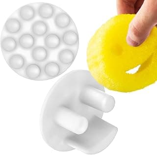 Sponge Holder for Smiley Sponges - Berkland Sink Caddy for Scrub Sponges - Sink Sponge Holder with 14 Suction Cups for Superior Stick - Berkland Kitchen Sink Scrub Caddy for Happy Daddy Face Sponge