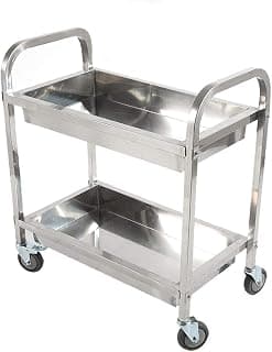 Storage Cart Stainless Steel Double Layer Delivery Car,Assemthe Trolley,Hotel Collecting Car,Wine Service Car