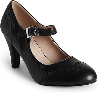 Kym Round Toe Oxford Heel, Black PU, 7.5 B(M) US