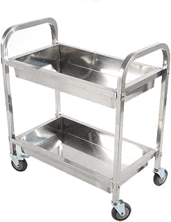 Storage Cart Stainless Steel Double Layer Delivery Car,Assemthe Trolley,Hotel Collecting Car,Wine Service Car